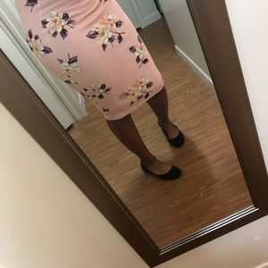 Pink and white floral skirt